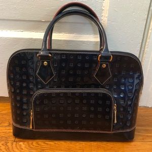 Arcadia Navy Blue Patent Leather Satchel